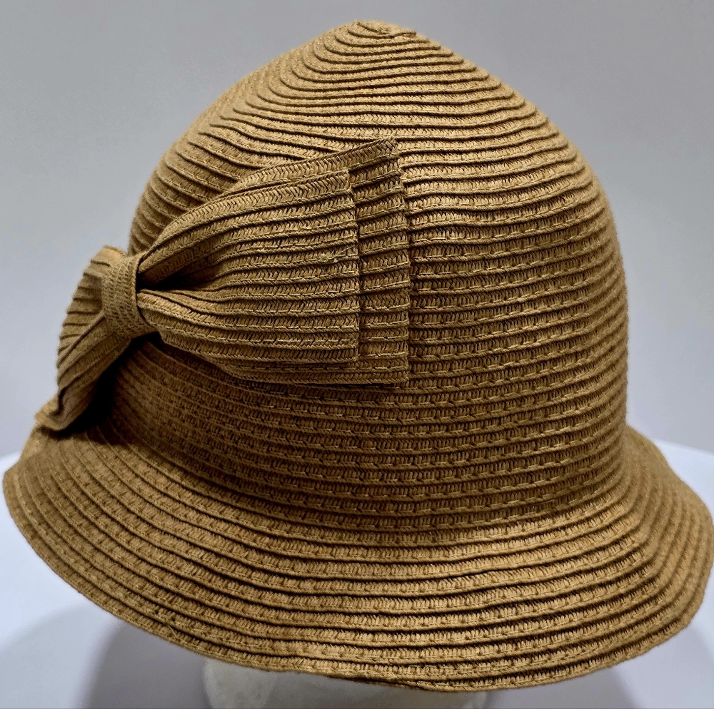 D&Y Womens Straw Fedora Hat With Bow NWOT